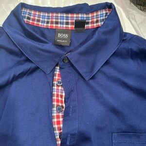 Hugo Boss polo with multicolored collar in XXL